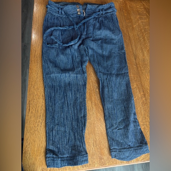 Free People Pants - Free People Navy and White Striped Relaxed Trouser Pants